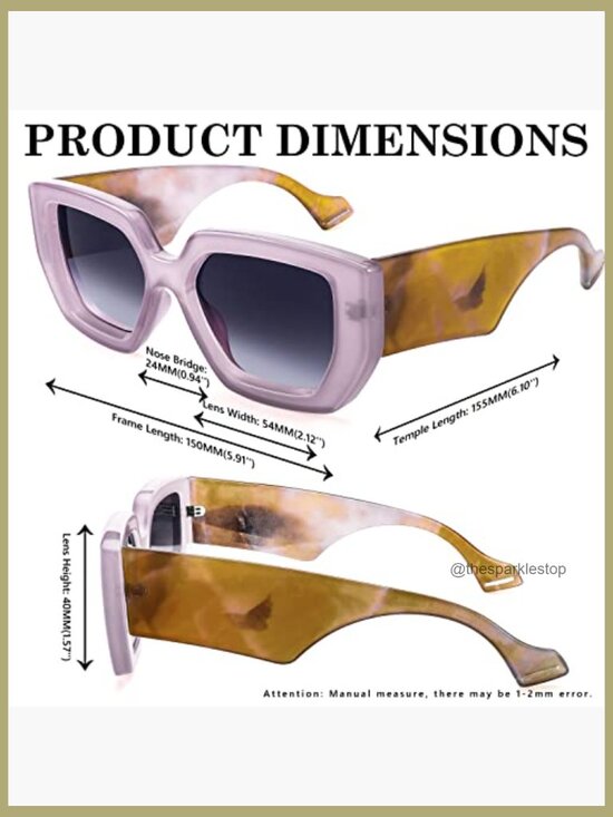 Oversized Square Sunglasses Thick Frame UV400 Protection Unisex main image 6